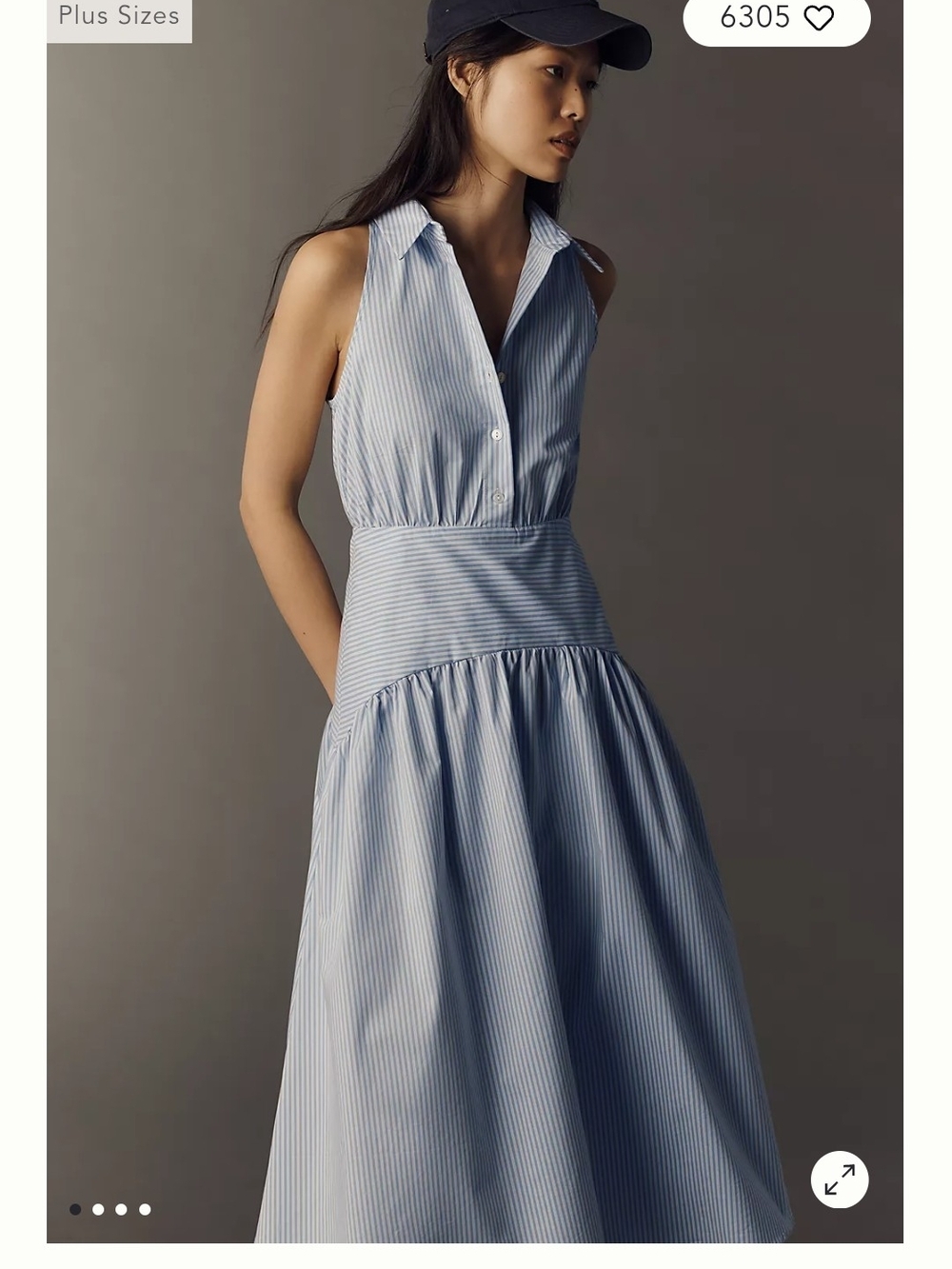 Tobie Drop-Waist Midi Anthropologie Blue and White Striped Sleeveless Midi Dress